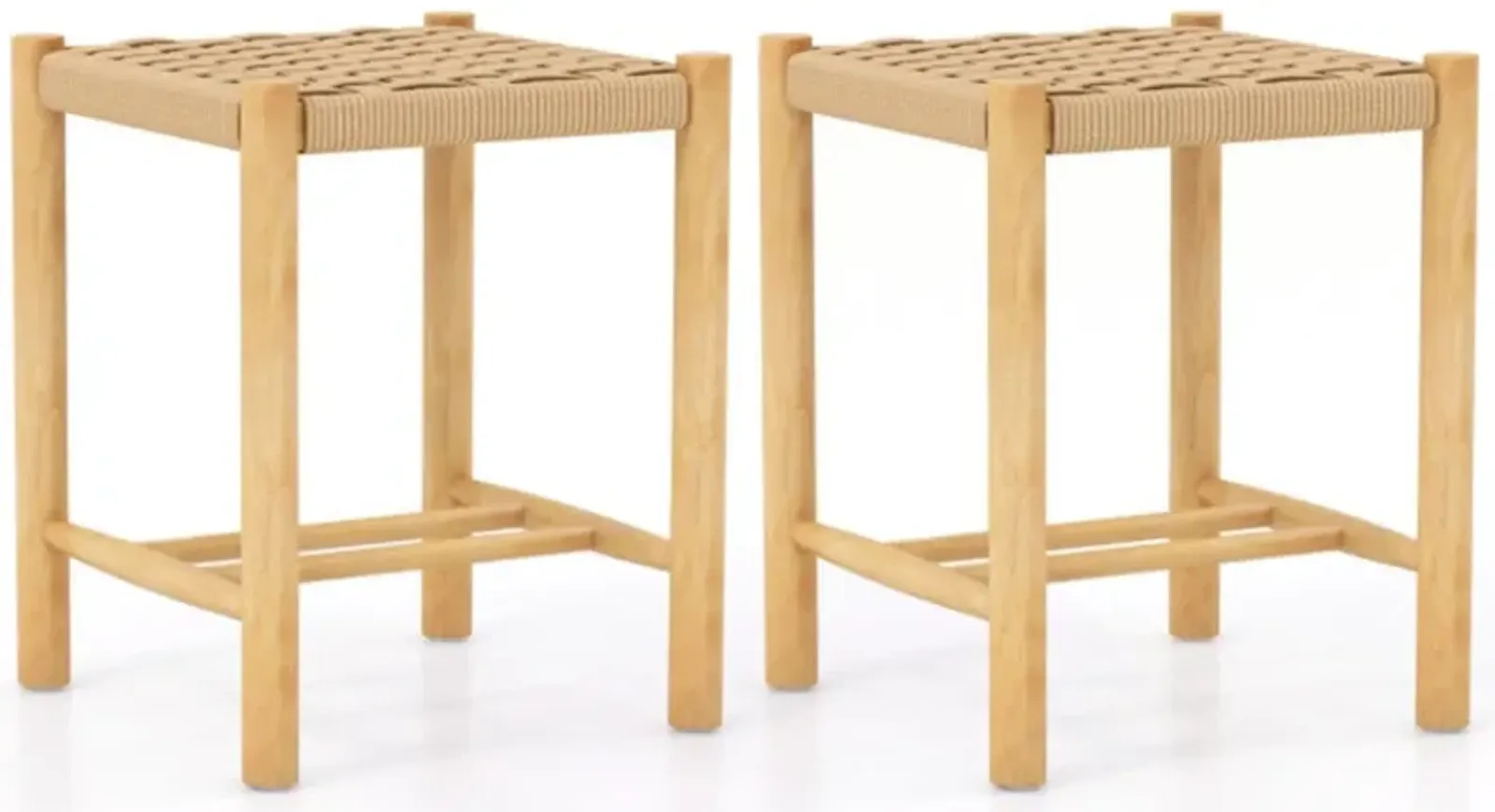 Hivvago Dining Stool Set of 2 with Rubber Wood Frame