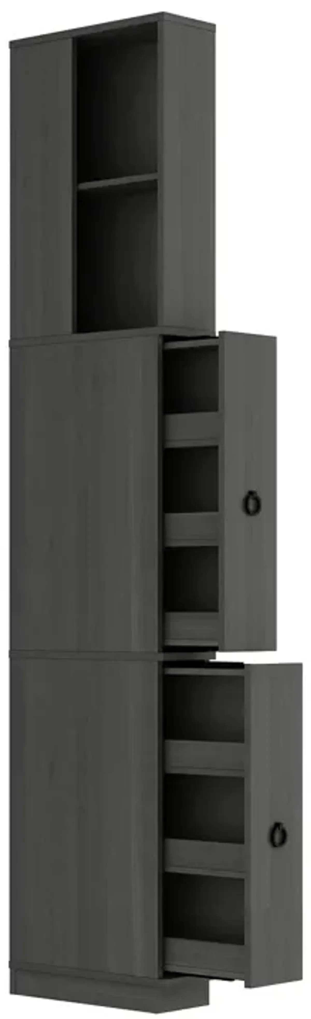 FUFU&GAGA Tall Bedroom Storage Cabinet – E0 1.5cm Particleboard with Dark Gray Woodgrain Laminated Finish, (15.7" L x 5.9" W x 72.8" H), Grey