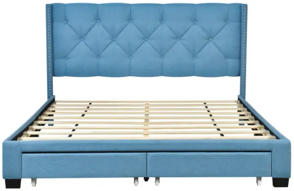 Merax Storage Bed Linen Upholstered Platform Bed