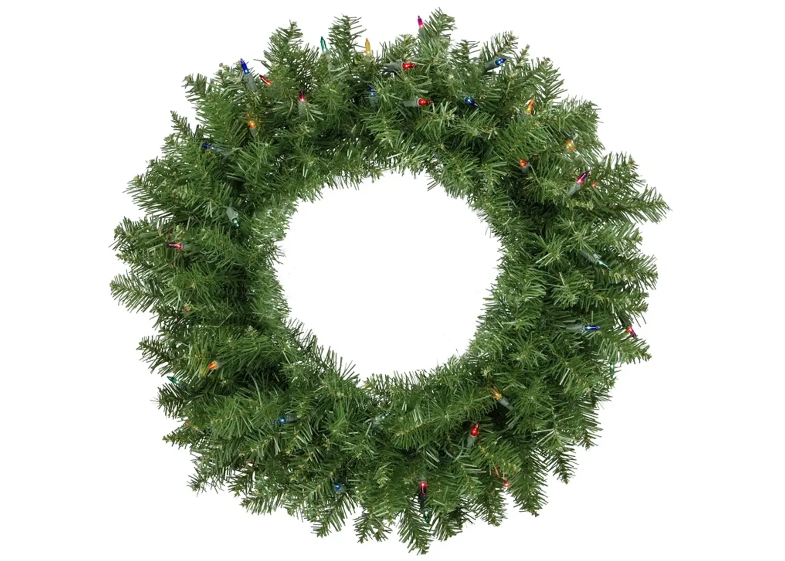 Pre-Lit Rockwood Pine Artificial Christmas Wreath  24-Inch  Multi Lights