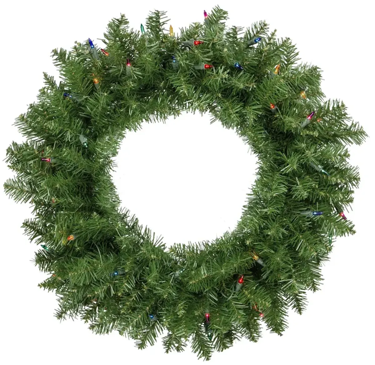 Pre-Lit Rockwood Pine Artificial Christmas Wreath  24-Inch  Multi Lights