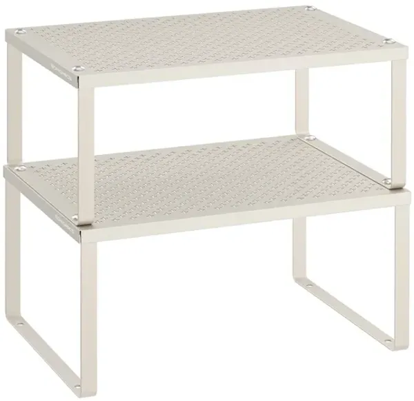 Set of 2 Stackable and Expandable Metal Cabinet Shelf Organizers for Kitchen Counter