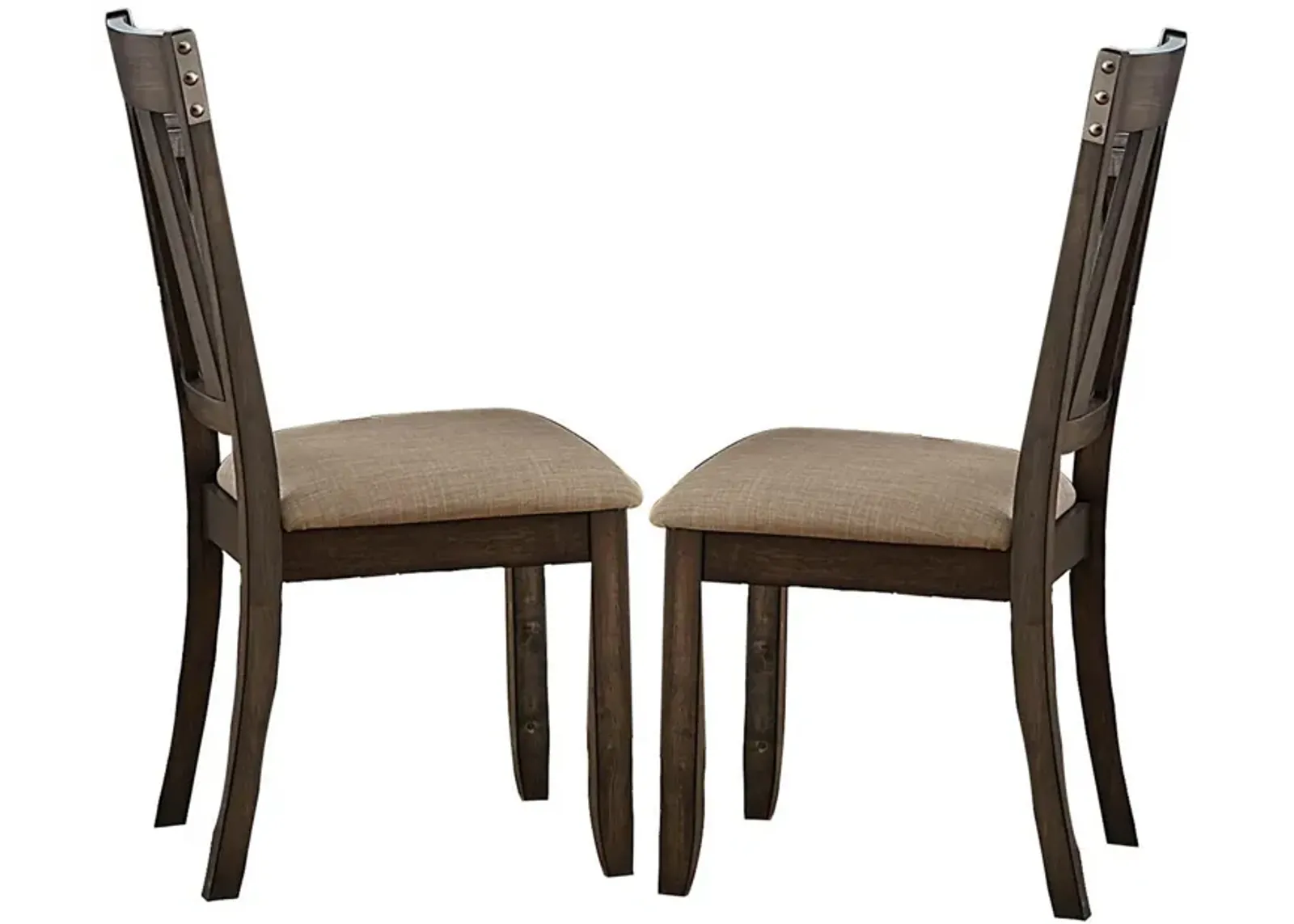 Wood Side Chair With Slightly Flared Back Legs, Brown, Set of 2-Benzara