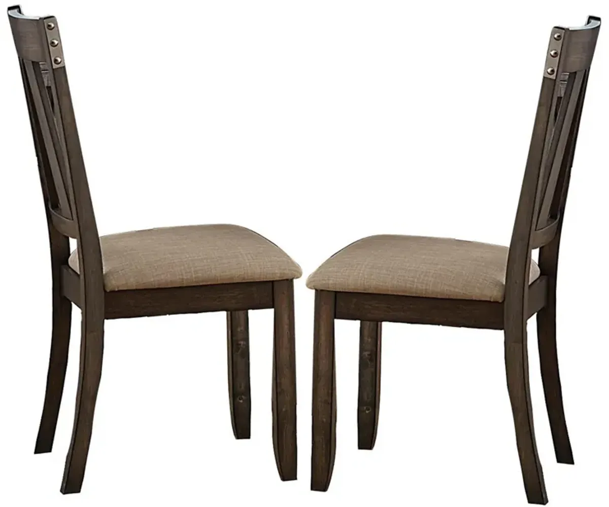 Wood Side Chair With Slightly Flared Back Legs, Brown, Set of 2-Benzara