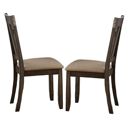 Wood Side Chair With Slightly Flared Back Legs, Brown, Set of 2-Benzara