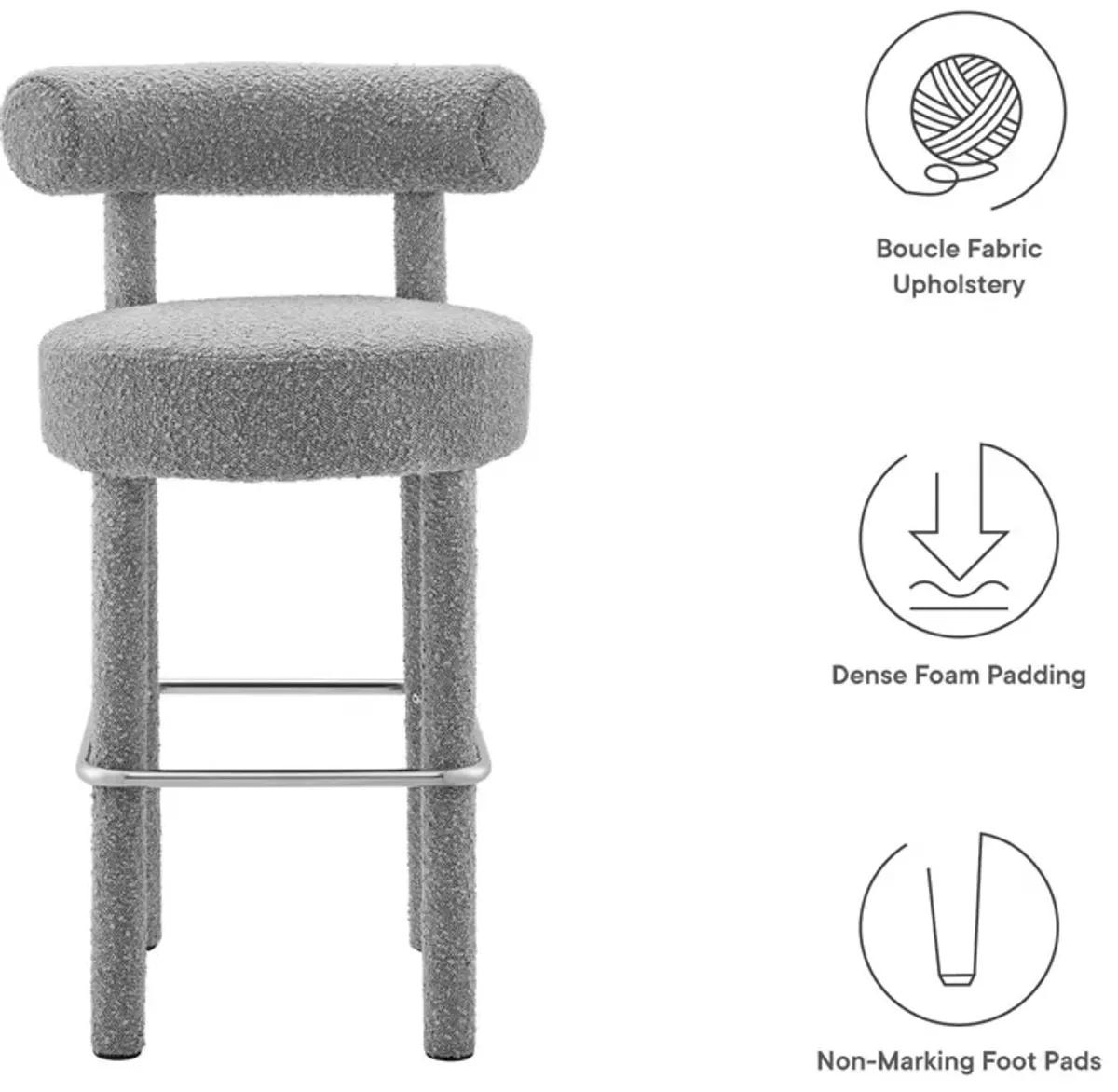 Toulouse Boucle Fabric Bar Stool