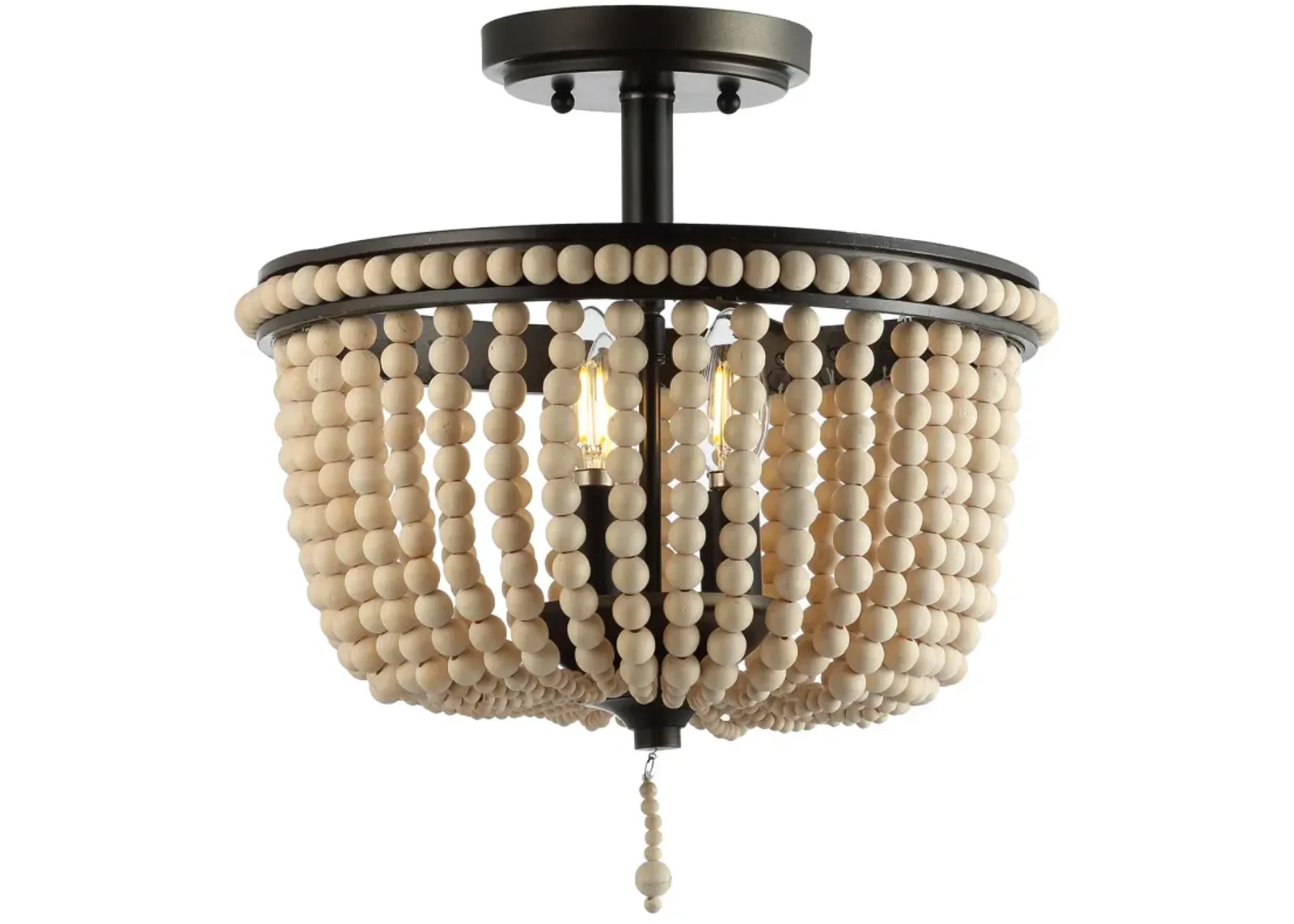 Allie Wood Beaded/Metal LED Flush Mount