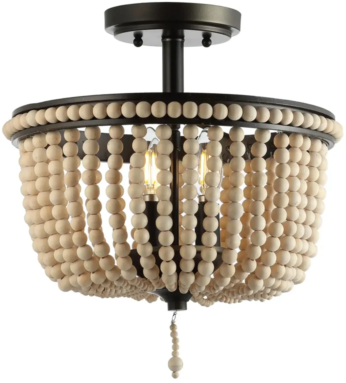 Allie Wood Beaded/Metal LED Flush Mount