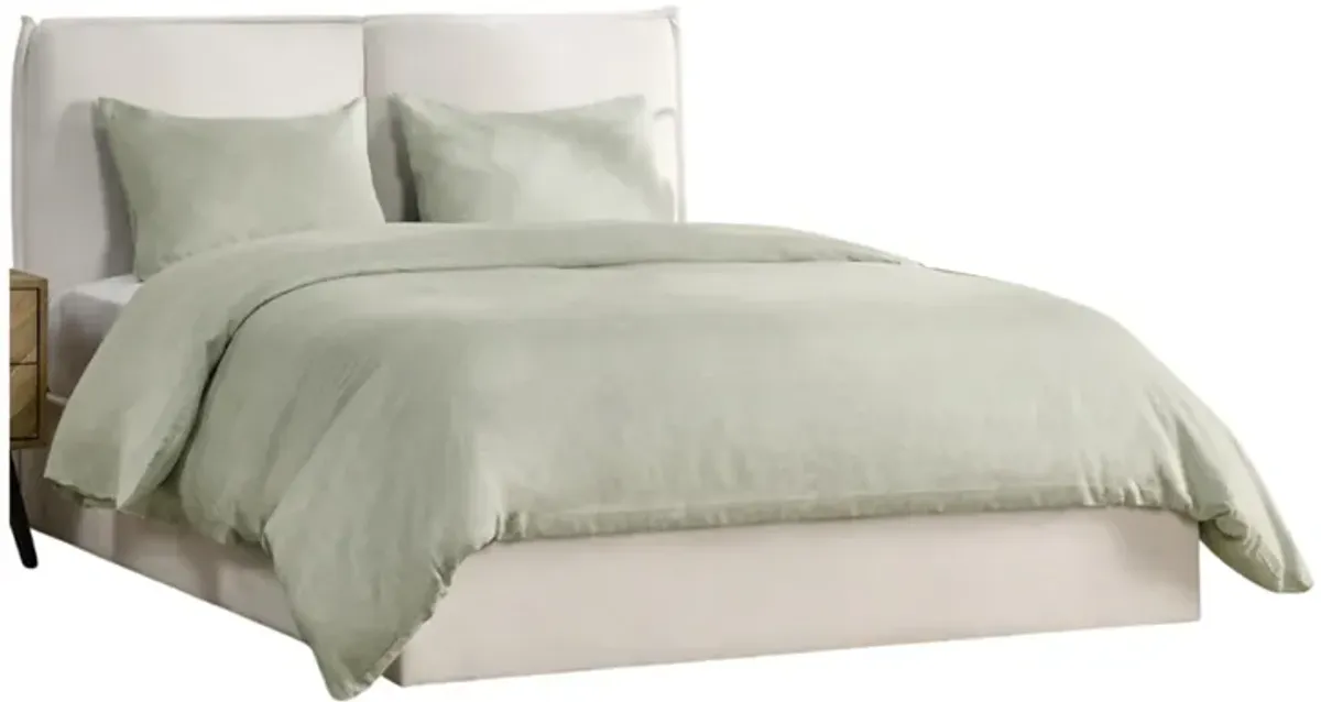 Savi King Size Duvet, Sage Green Linen, Cotton and Cashmere Fabric - Benzara