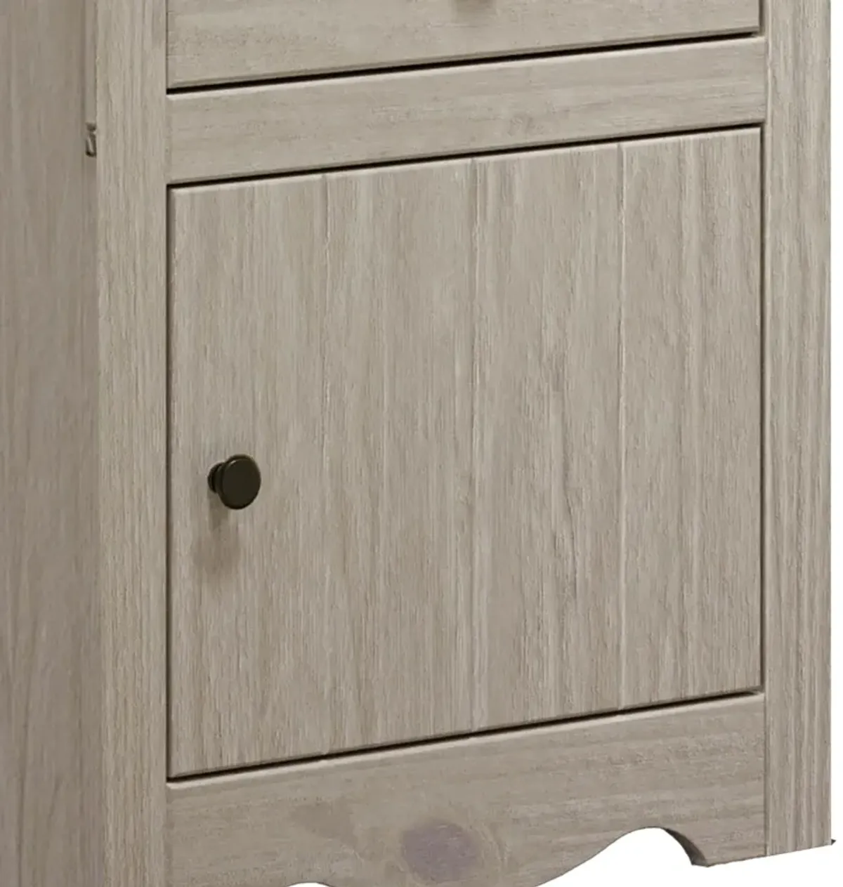 Stav Nightstand, 1 Drawer and Door, 25 Inch, Plank Style, White Solid Wood