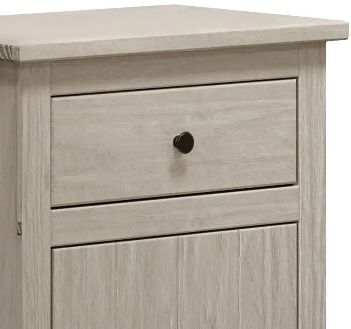 Stav Nightstand, 1 Drawer and Door, 25 Inch, Plank Style, White Solid Wood