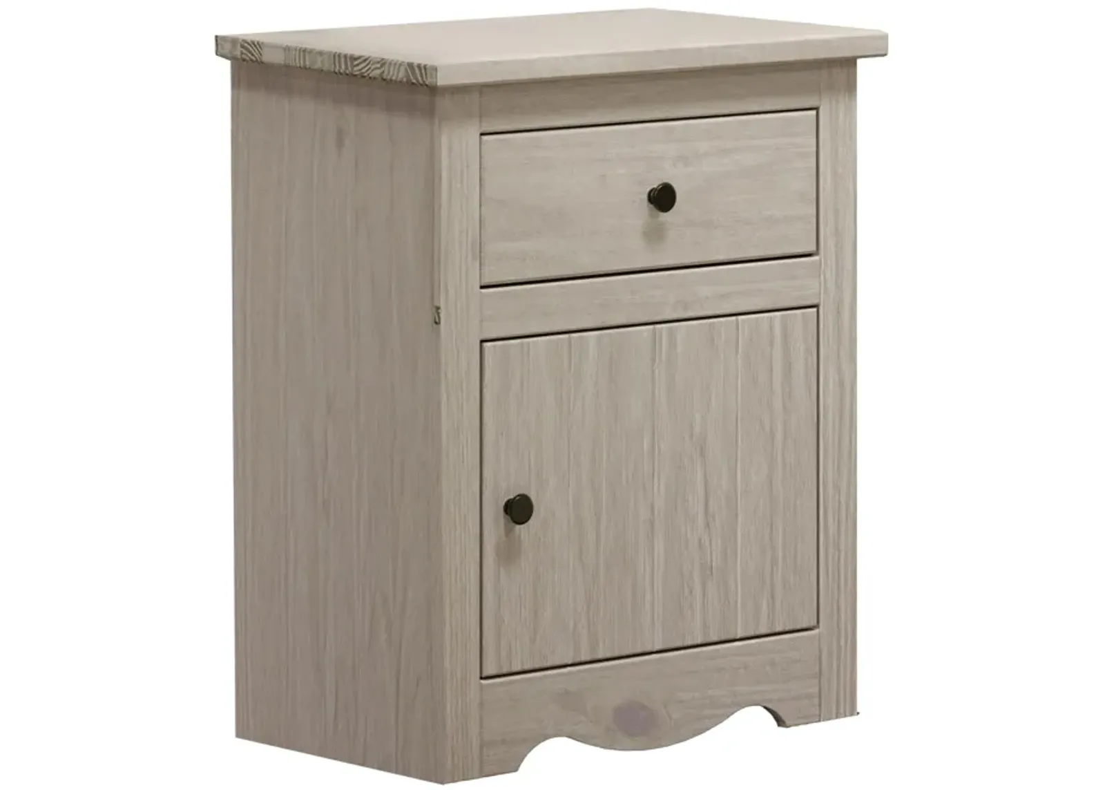 Stav Nightstand, 1 Drawer and Door, 25 Inch, Plank Style, White Solid Wood