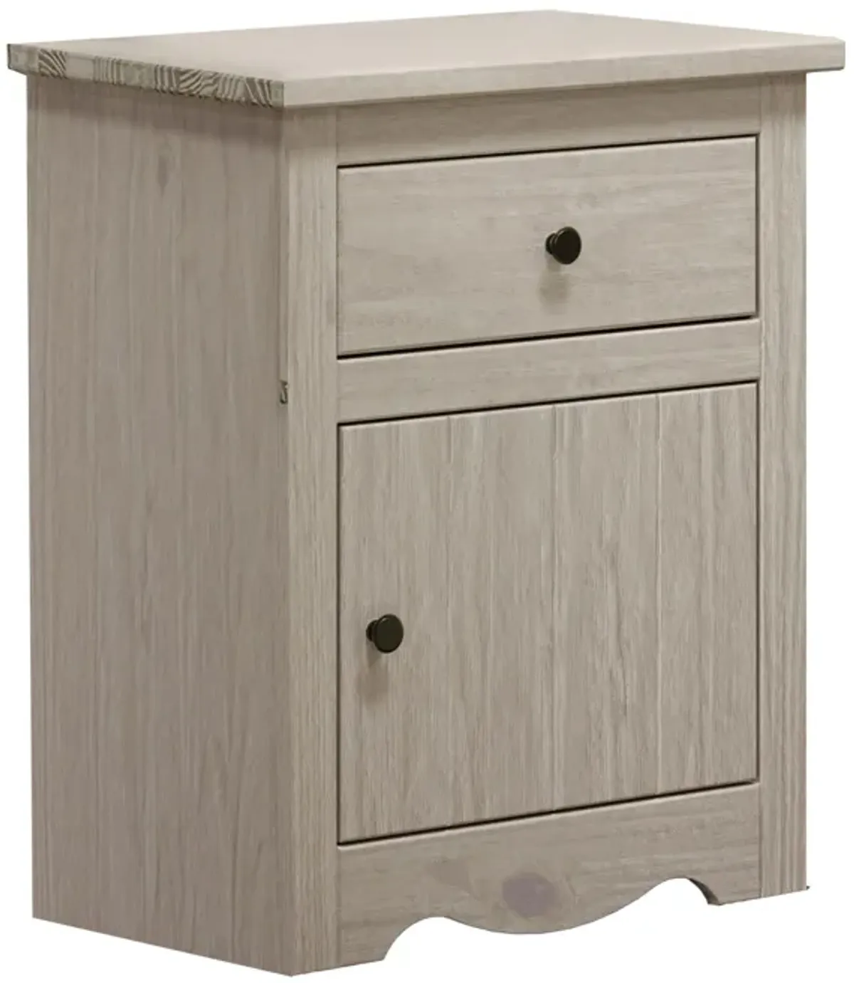 Stav Nightstand, 1 Drawer and Door, 25 Inch, Plank Style, White Solid Wood