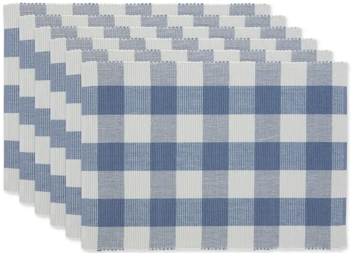 Set of 6 Blue and White Decorative Placemats  19"