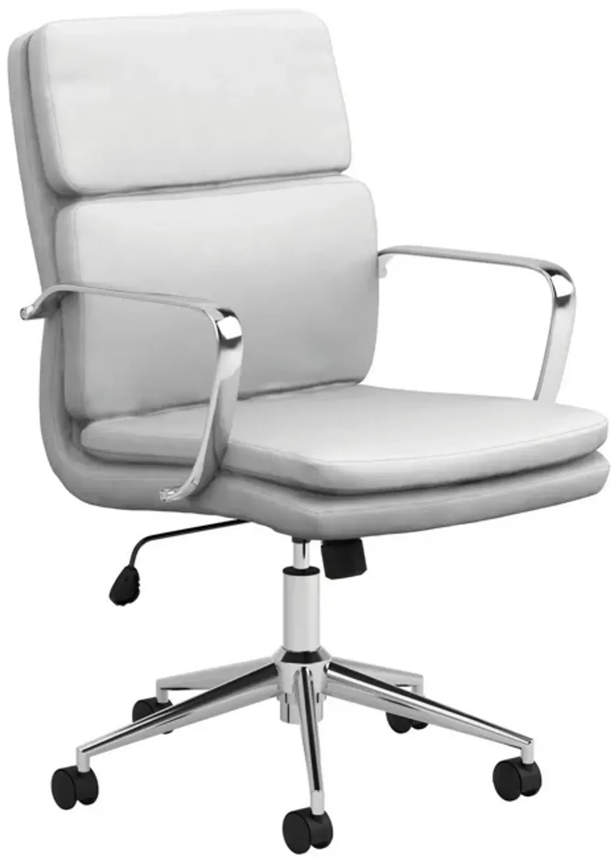 Leatherette Office Chair with Top Panel Padded Back, Gray-Benzara