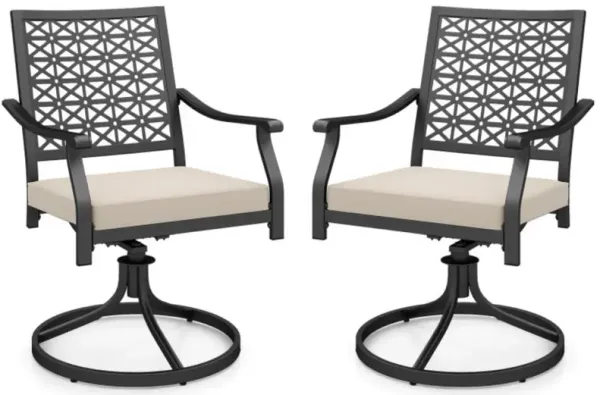 Hivvago 2 Pieces Outdoor Swivel Chairs Patio Dining Chairs with Padded Cushions