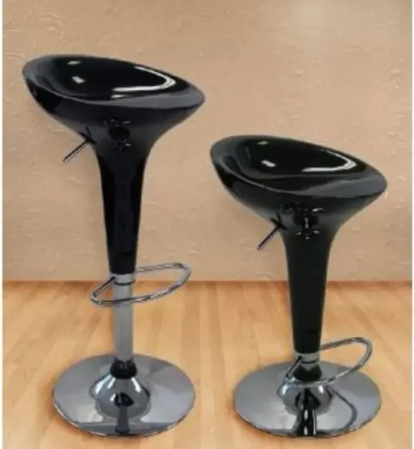 Set of 2 Ice Cream Scoop Style Barstools in Black