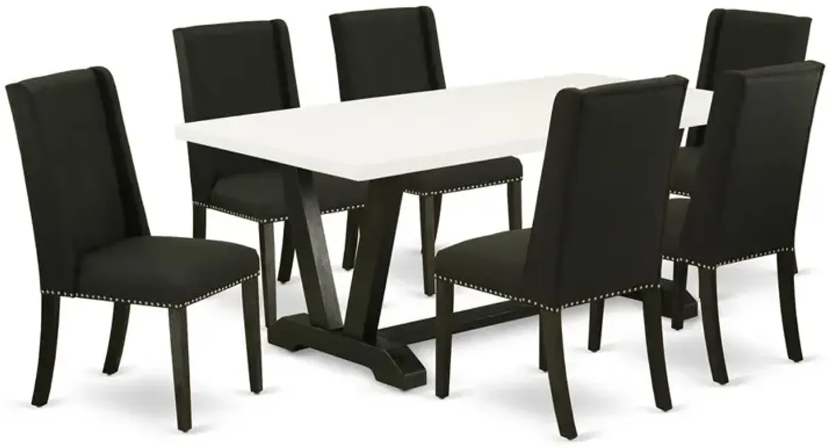 East West Furniture V626FL624-7 - 7-Piece Dining Room Table Set - 6 Parson Dining Chairs and a Rectangular Table Hardwood Structure