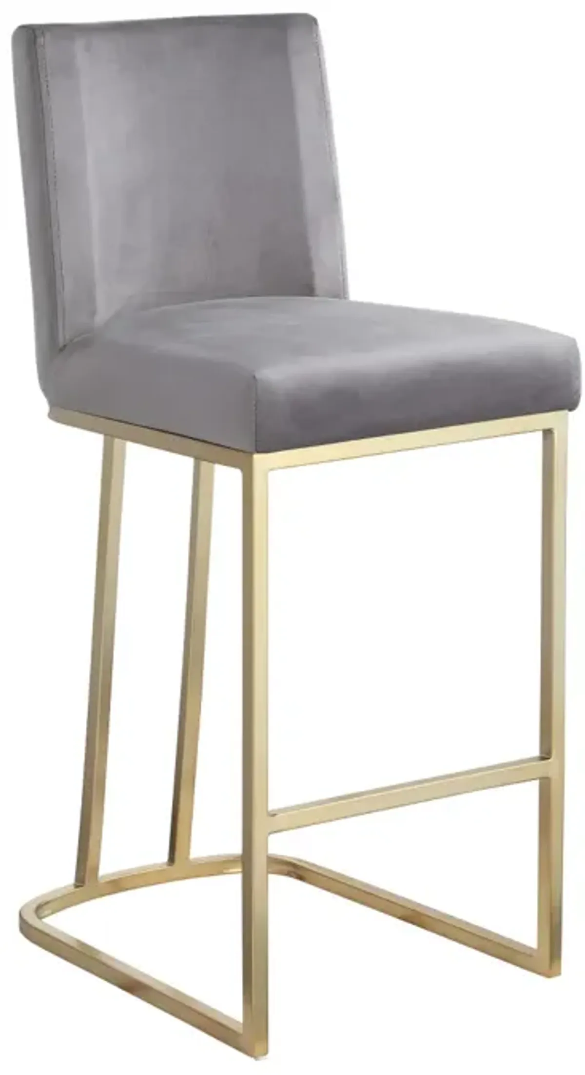 Set of 2 Modern Velvet Bar Stools in Gold/Grey