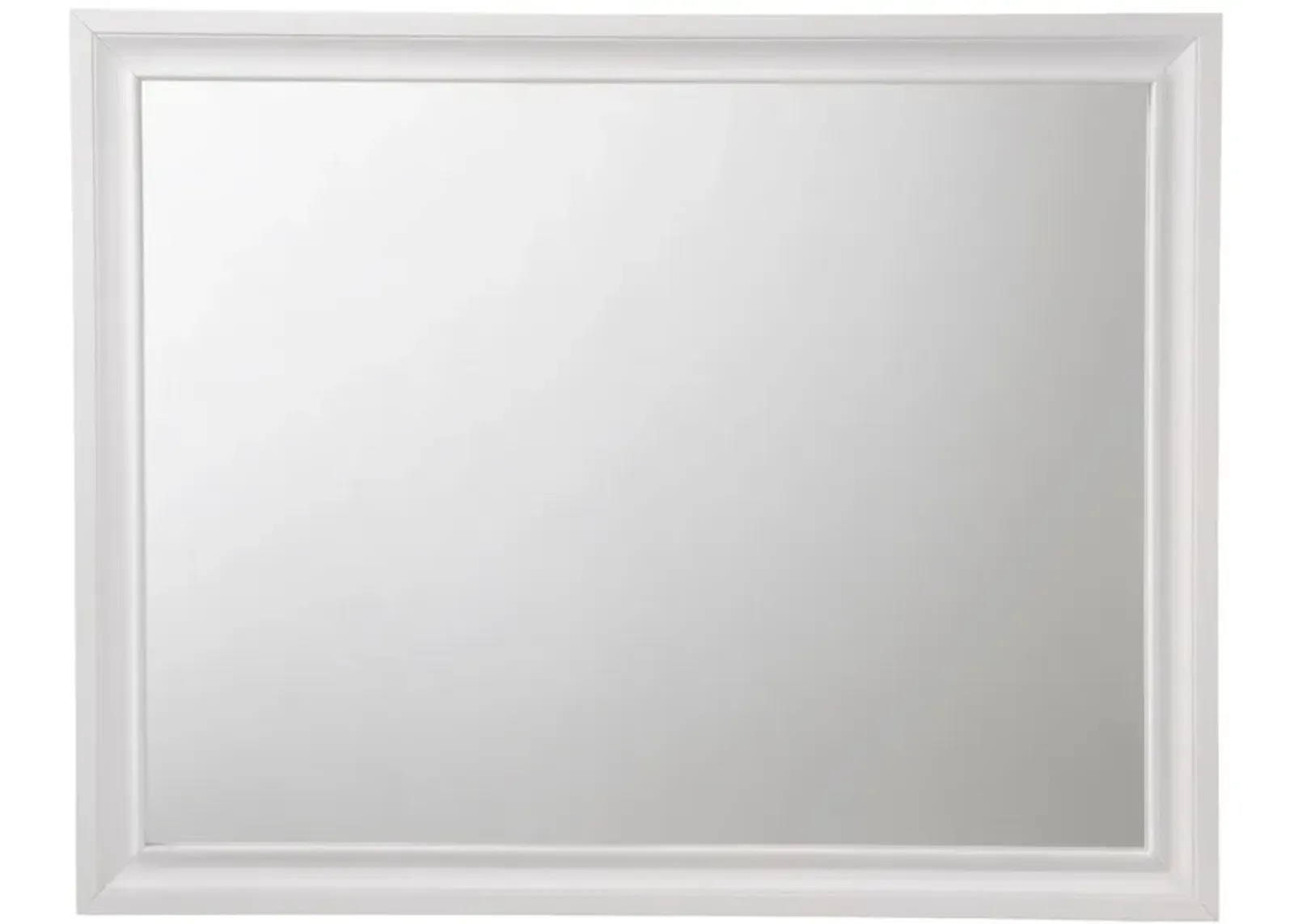 Wooden Rectangular Wall Mirror with Beveled Edges, White-Benzara