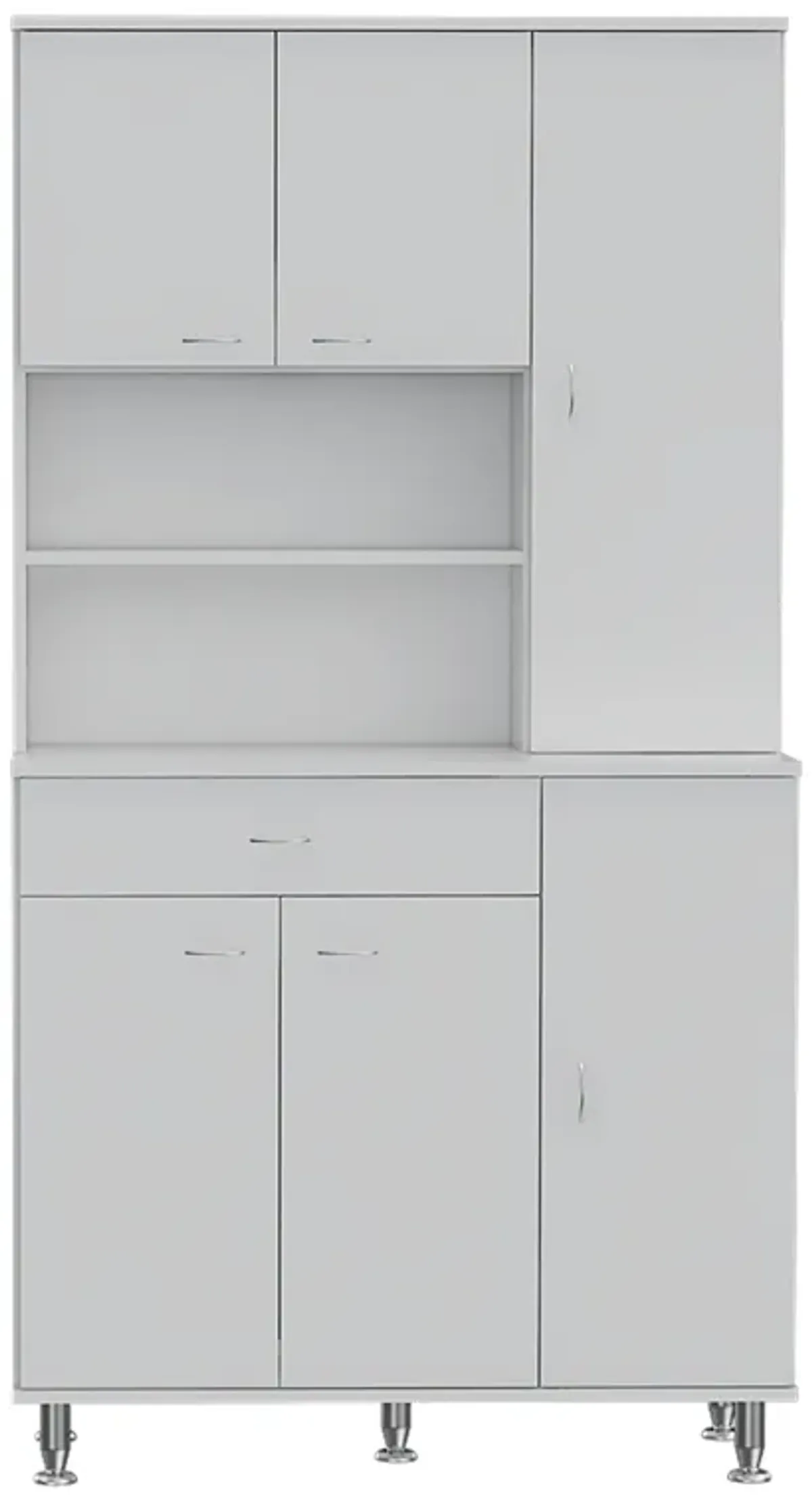 DEPOT E-SHOP Helis 90 Kitchen Pantry Cabinet, Two Open Shelves, One Drawer, Multiple Cabinets