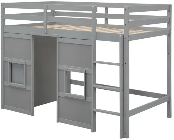 Merax Loft Bed with Storage Wardrobe and 2 Windows