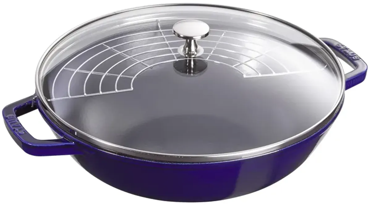 Staub Cast Iron Perfect Pan , Dutch Oven, 4.5-quart,  serves 4-5, Made in France, Cherry