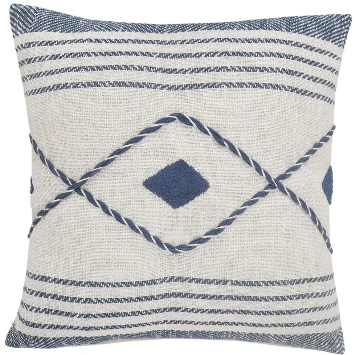 20" Blue and White Aztec Diamond Square Throw Pillow
