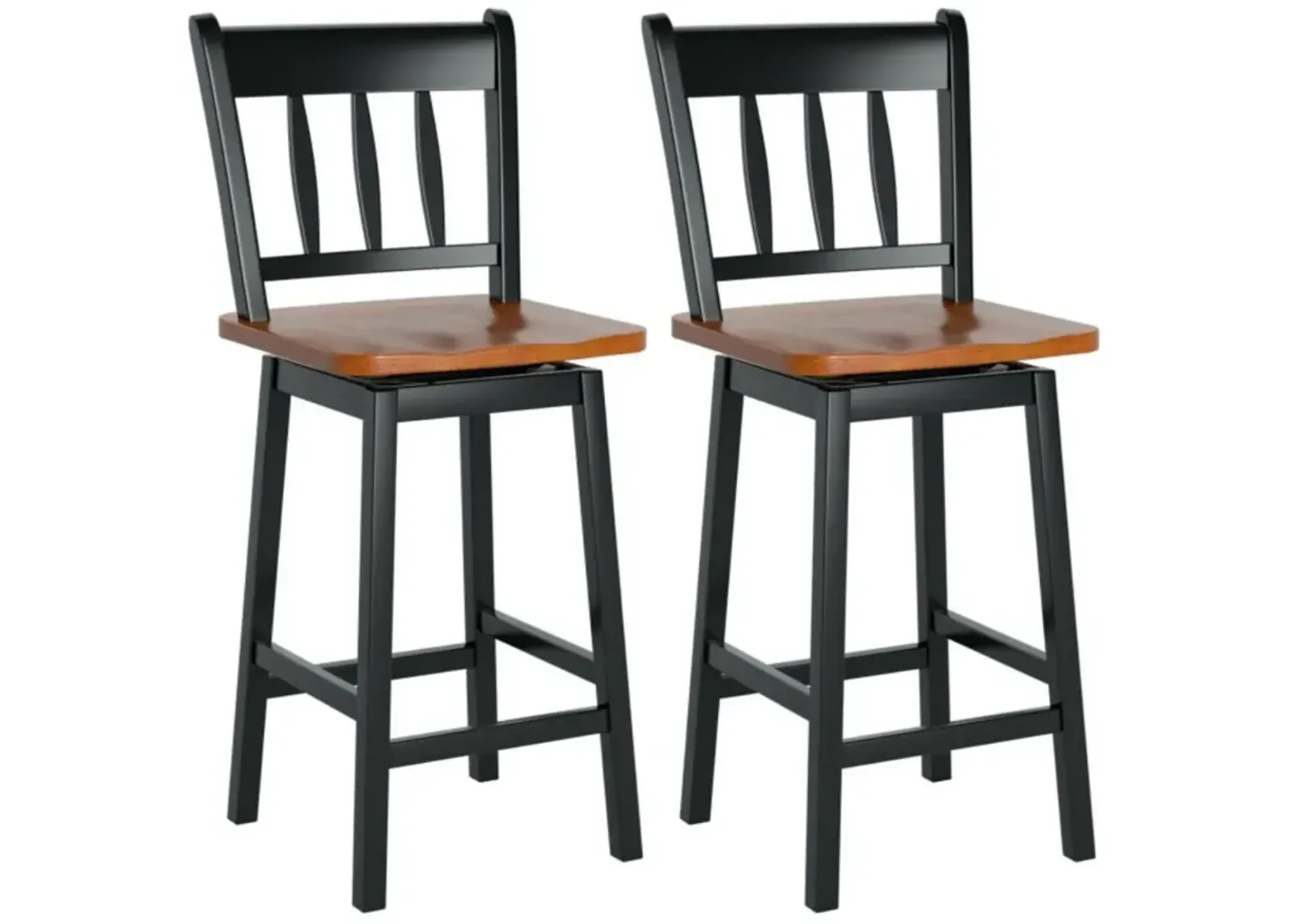 Hivvago 24.5 Inches Set of 2 Swivel Bar Stools with 360° Swiveling