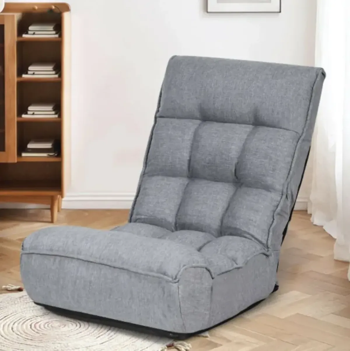 4-Position Adjustable Floor Chair Folding Lazy Sofa