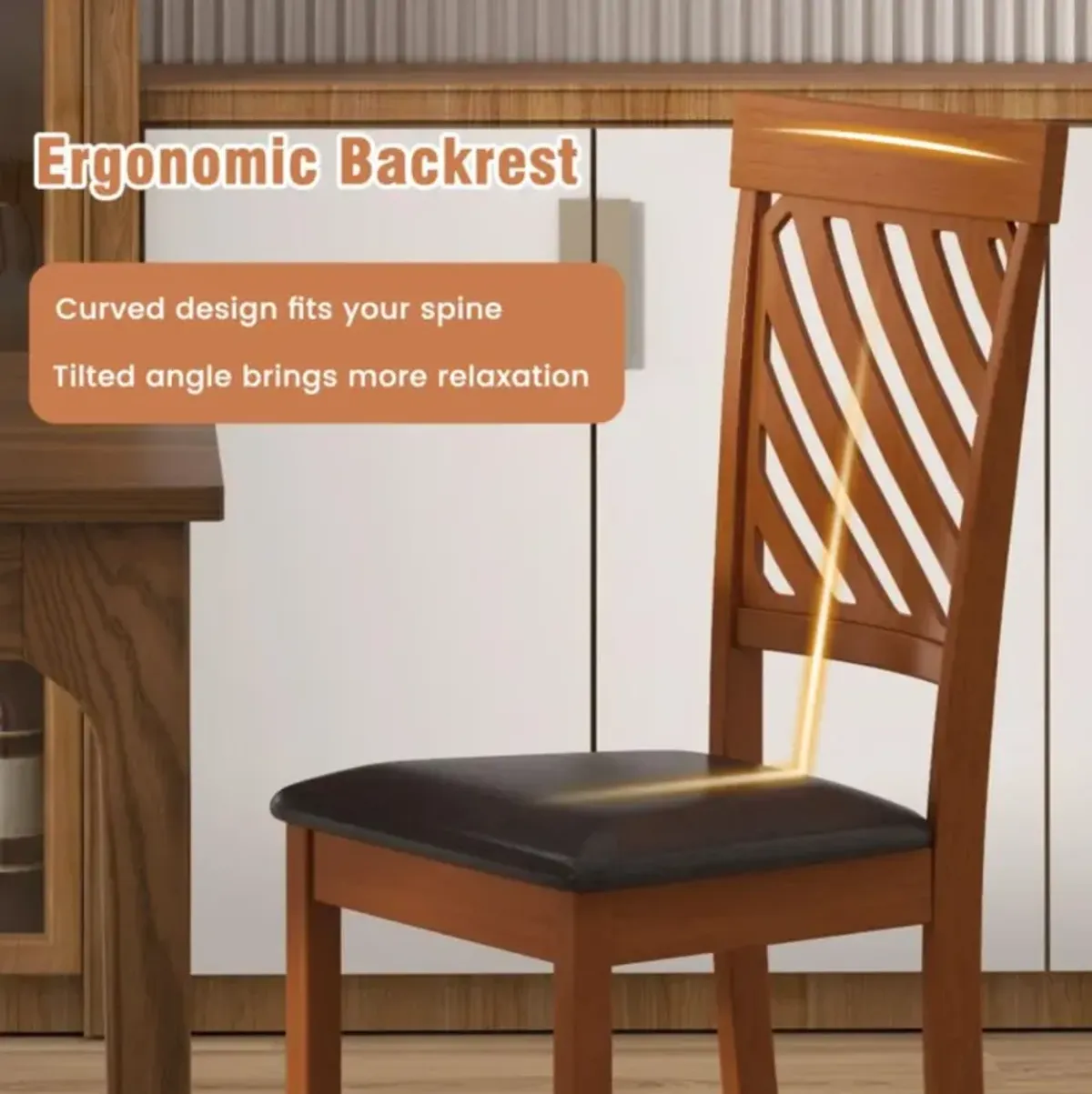 Hivvago Dining Chair Set of 2 with Rubber Wood Legs and Ergonomic Back for Dining Room