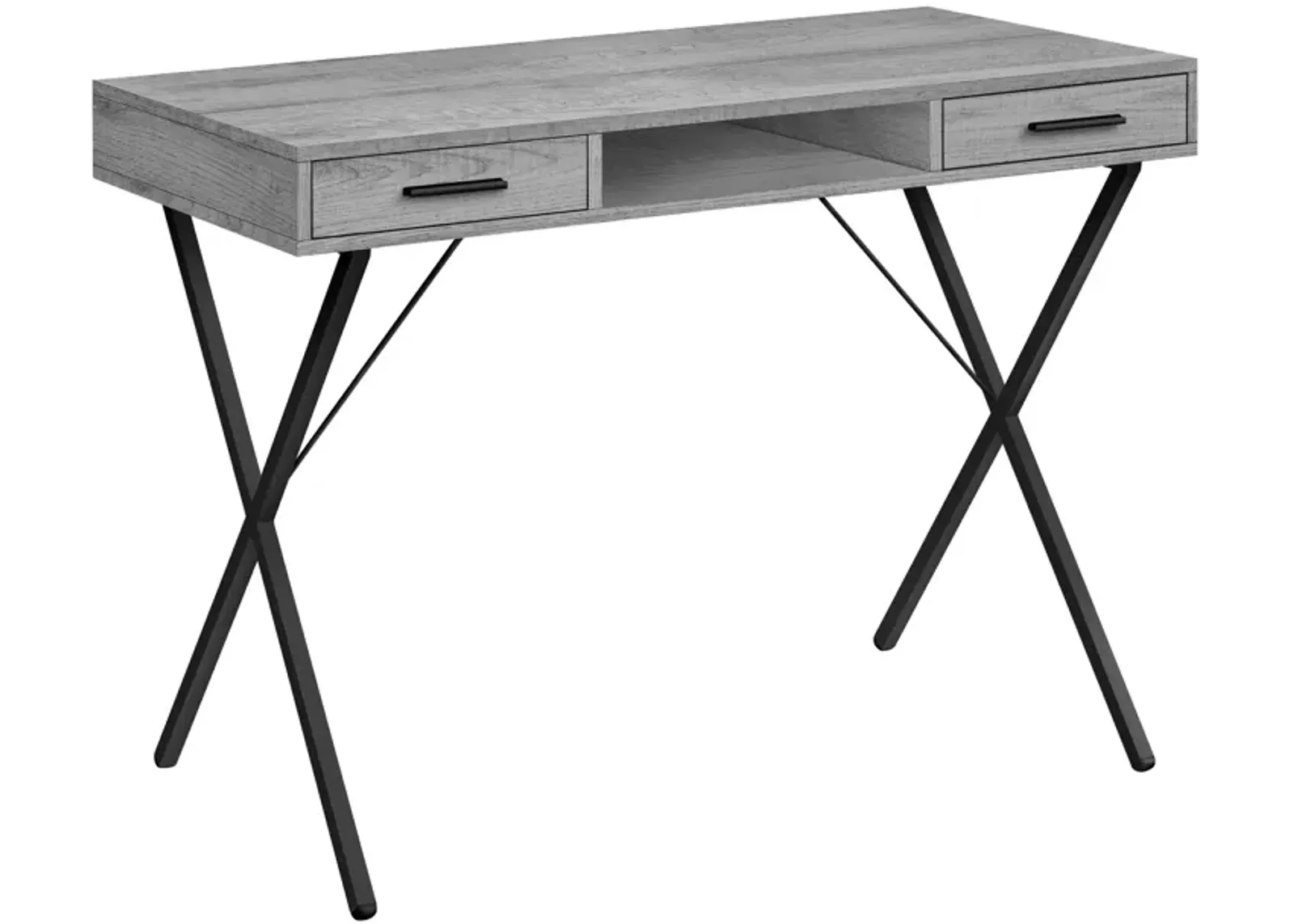 Monarch Specialties I 7792 Computer Desk, Home Office, Laptop, Left, Right Set-up, Storage Drawers, 42"L, Work, Metal, Laminate, Grey, Black, Contemporary, Modern