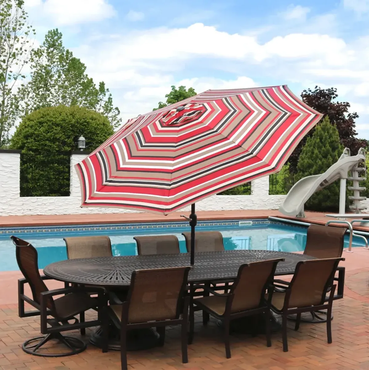 Sunnydaze 9 ft Aluminum Patio Umbrella with Tilt and Crank