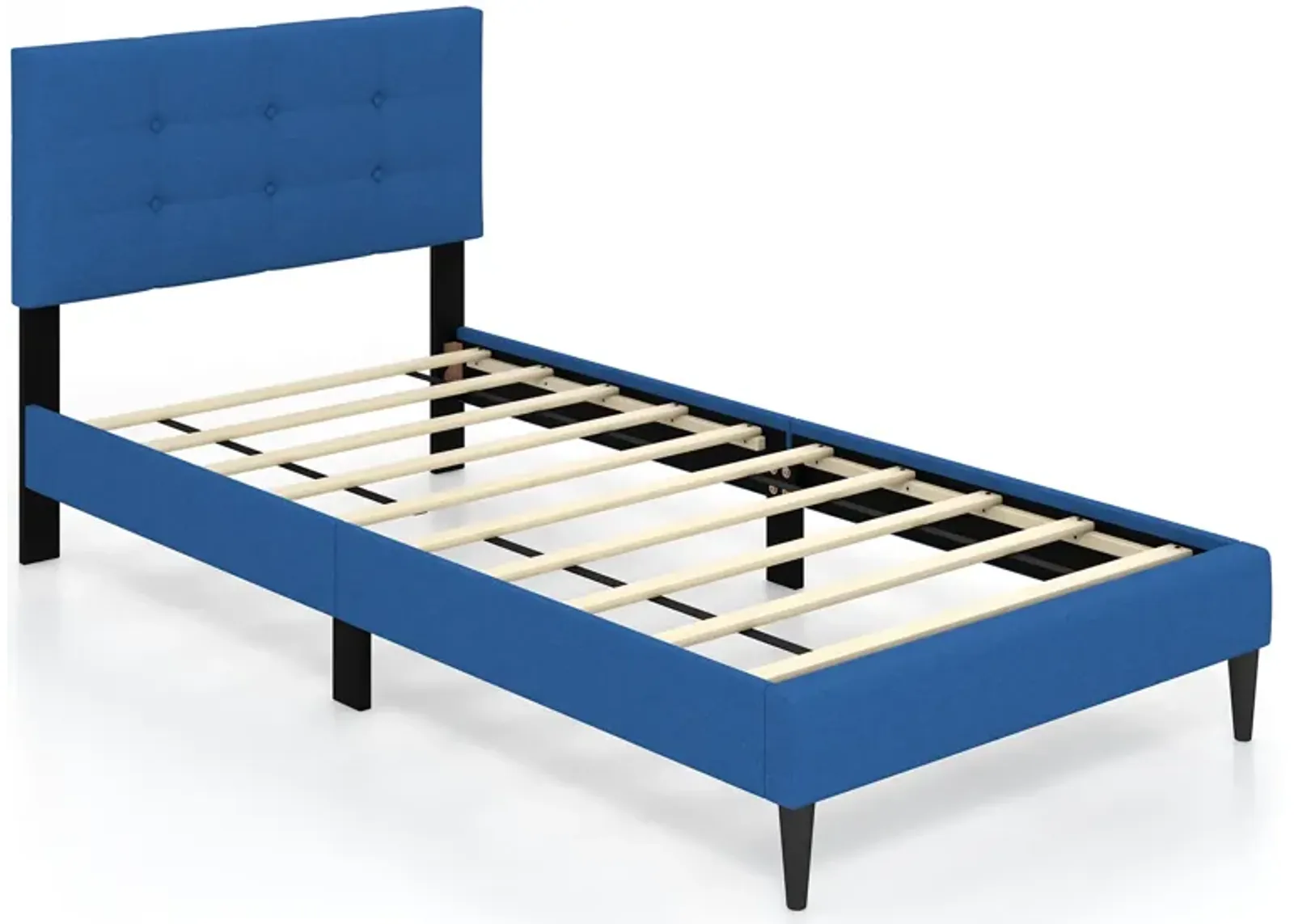 Twin Size Upholstered Platform Bed with Button Tufted Headboard