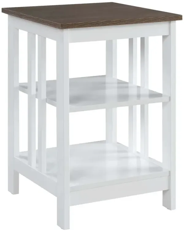 Convenience Concepts Mission End Shelves Table, Driftwood/White