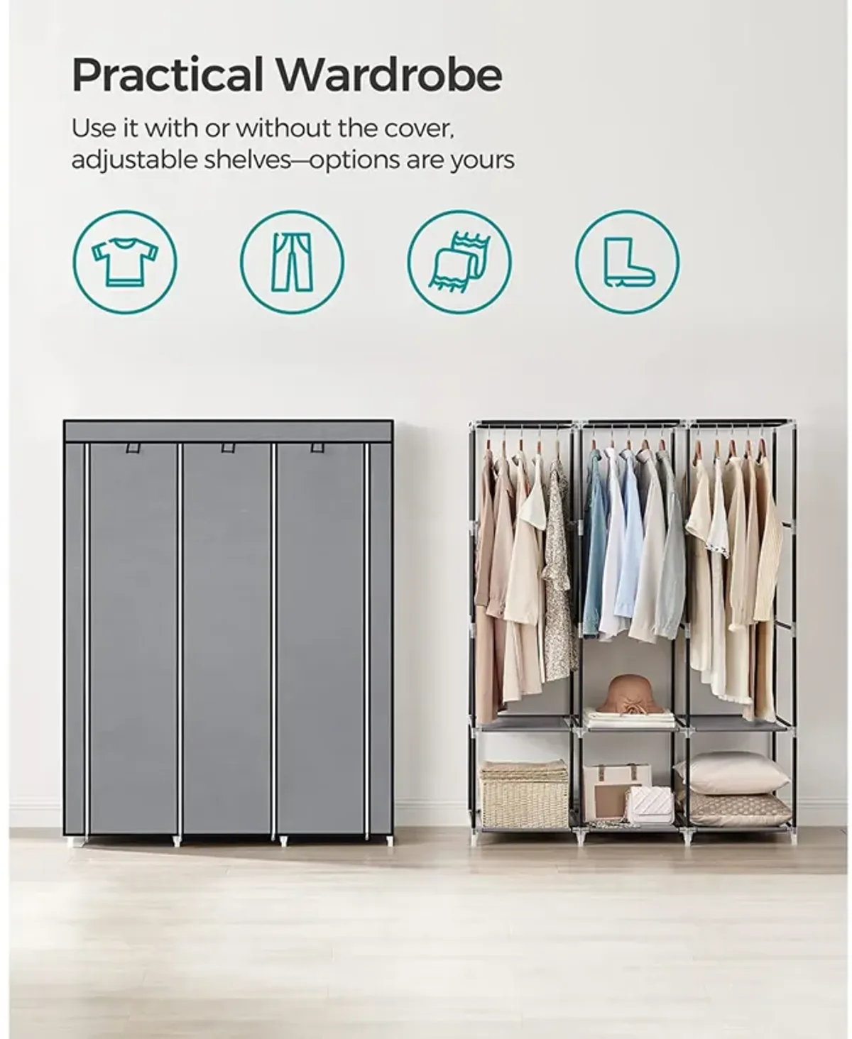 Wardrobe Closet Organizer with Cover