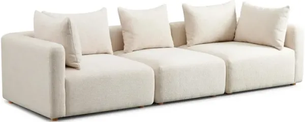 Hangover Cream Heavy Textured Fabric Sofa