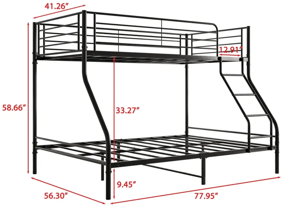 Hivvago Easy Assembly Heavy Duty Twin Sized Full Metal Bunk Bedframe with Ladder