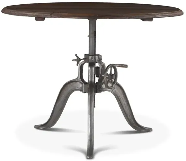 World Interiors Artezia 48-Inch Adjustable Crank Round Table with Reclaimed Teak Top