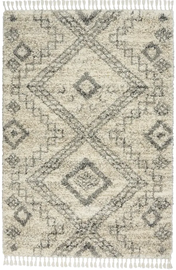 Oslo Shag OSL02 Ivory/Gray 4' x 6' Rug