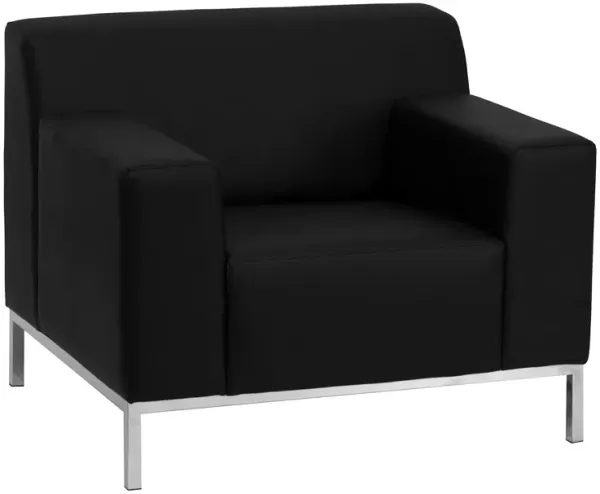 Flash Furniture HERCULES Definity Series Contemporary Black LeatherSoft Chair with Stainless Steel Frame