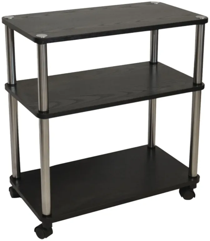 Hivvago 3-Shelf Mobile Home Office Caddy Printer Stand Cart in Black