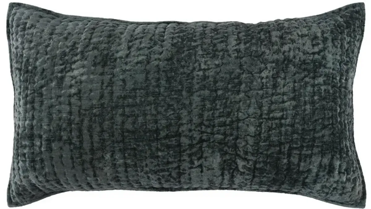 Lipa 20 x 36 Handmade Lumbar King Pillow Sham, Rayon Velvet, Cotton-Benzara