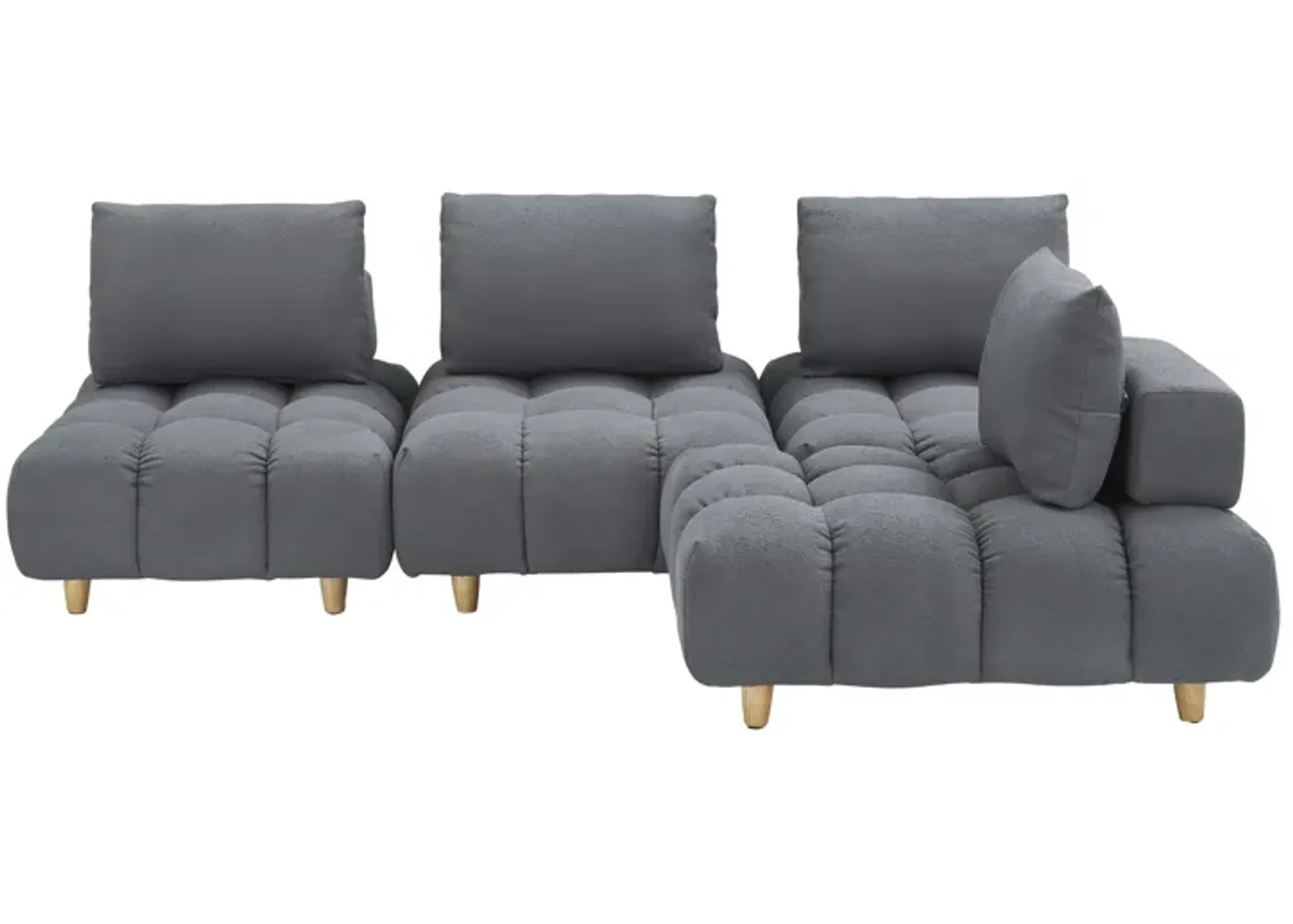 Merax 4 Seats Free Combination Teddy Fabric Sofa