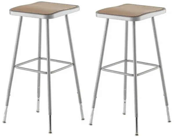 NPS® 32"-39" Height Adjustable Heavy Duty Square Seat Steel Stool, Grey