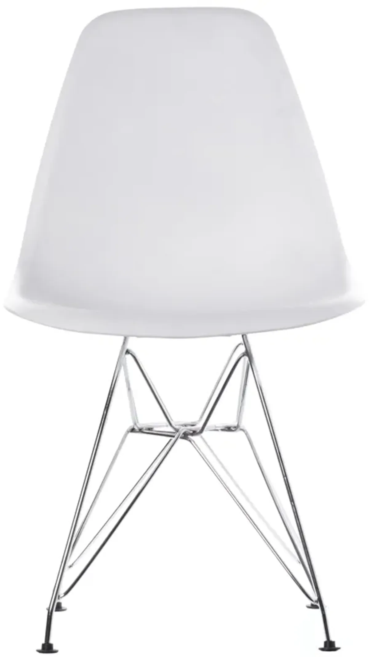 Mid-Century Modern Style Plastic DSW Shell Dining Chair with Metal Legs, White