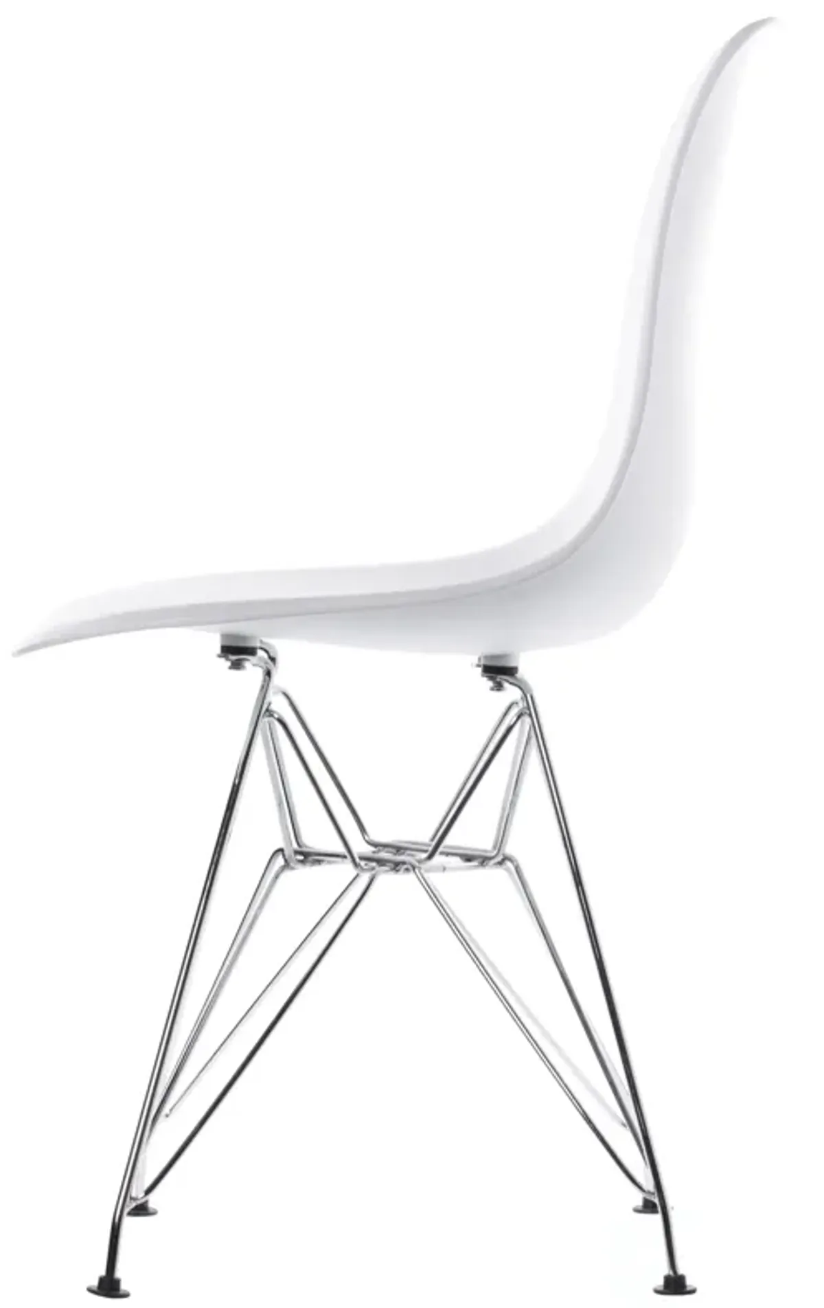 Mid-Century Modern Style Plastic DSW Shell Dining Chair with Metal Legs, White