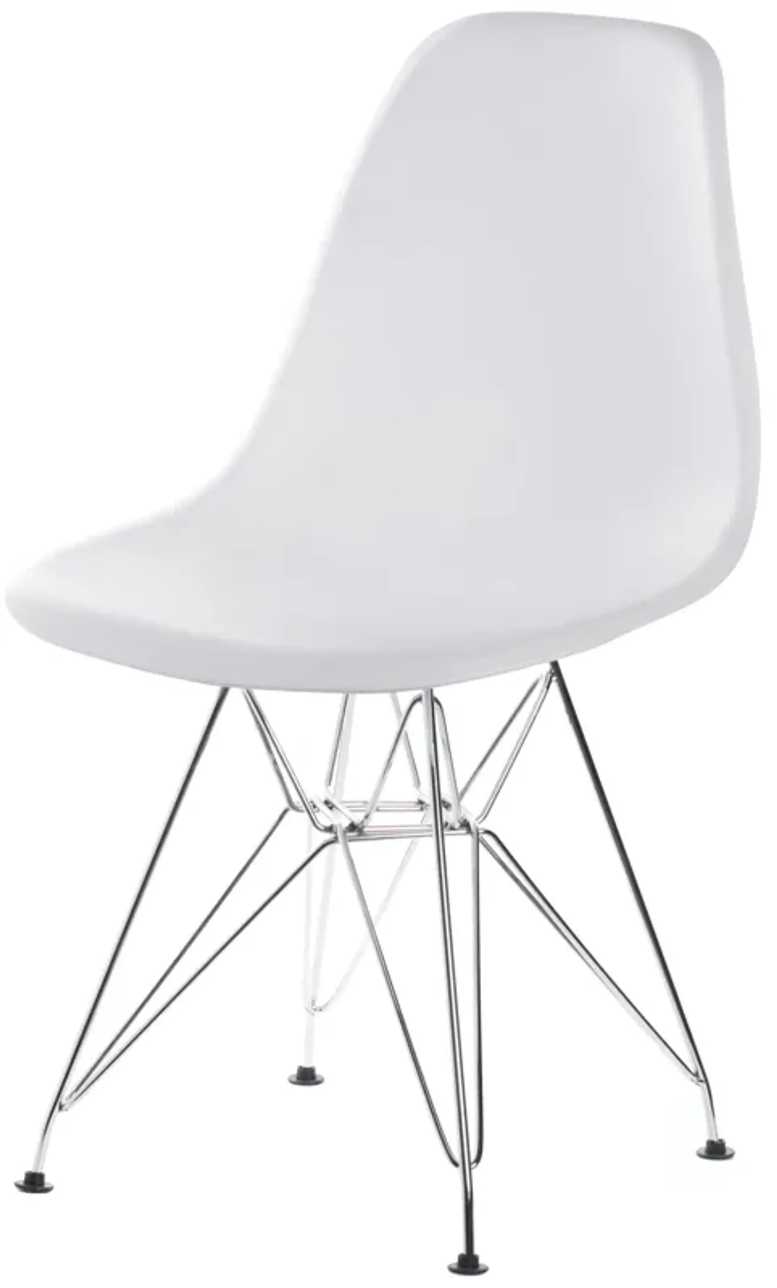 Mid-Century Modern Style Plastic DSW Shell Dining Chair with Metal Legs, White