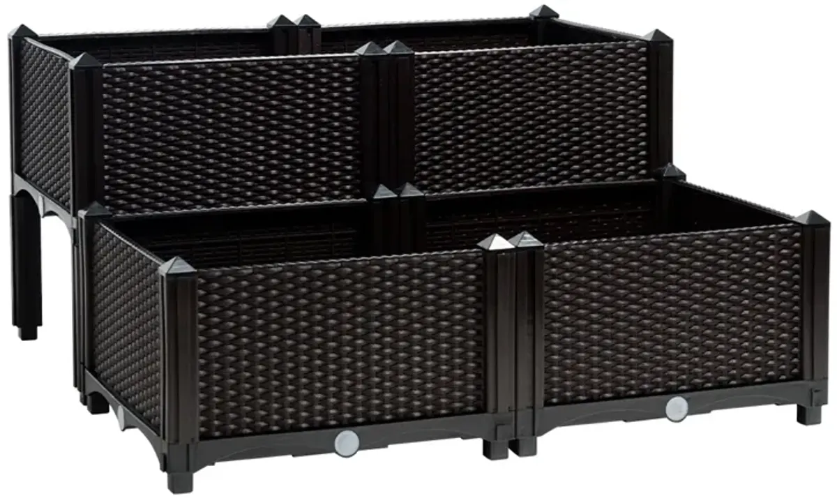 Set of 4 Elevated Flower Vegetable Herb Grow Planter Box