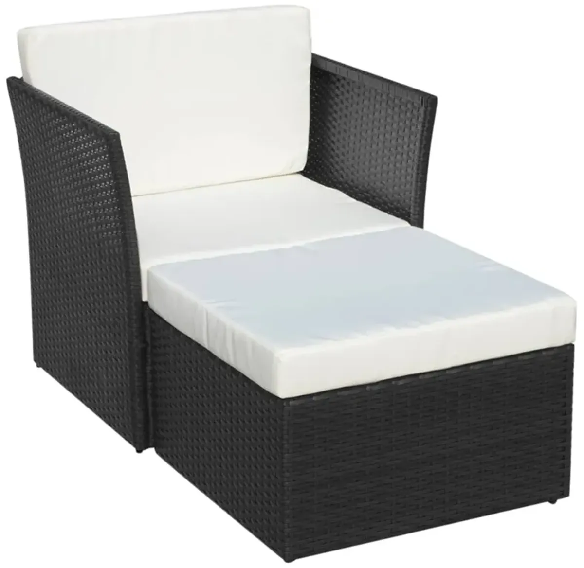 vidaXL Garden Chair with Stool Poly Rattan Black